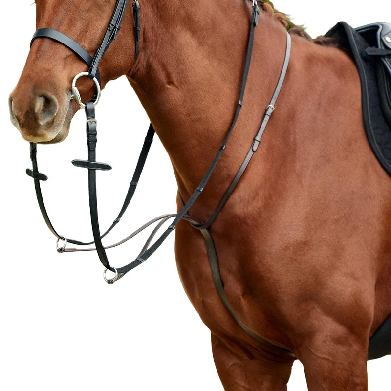 Dublin Raised Leather Running Martingale for Horses Full / Black