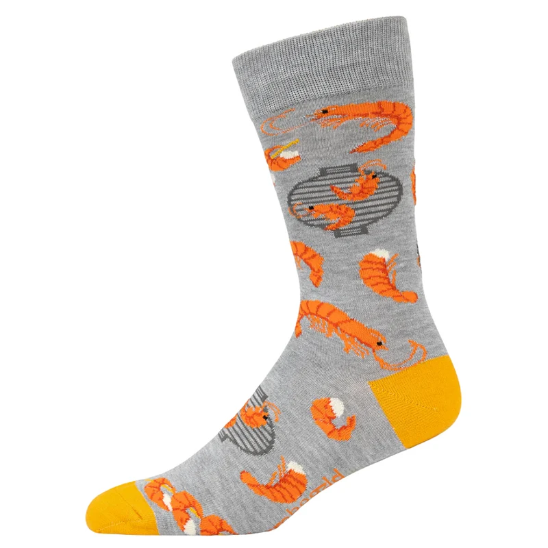 Bamboozld Mens Shrimp On The Barbie Bamboo Socks (BBS24SHRIMPBARBIER) Grey Marle 7-11