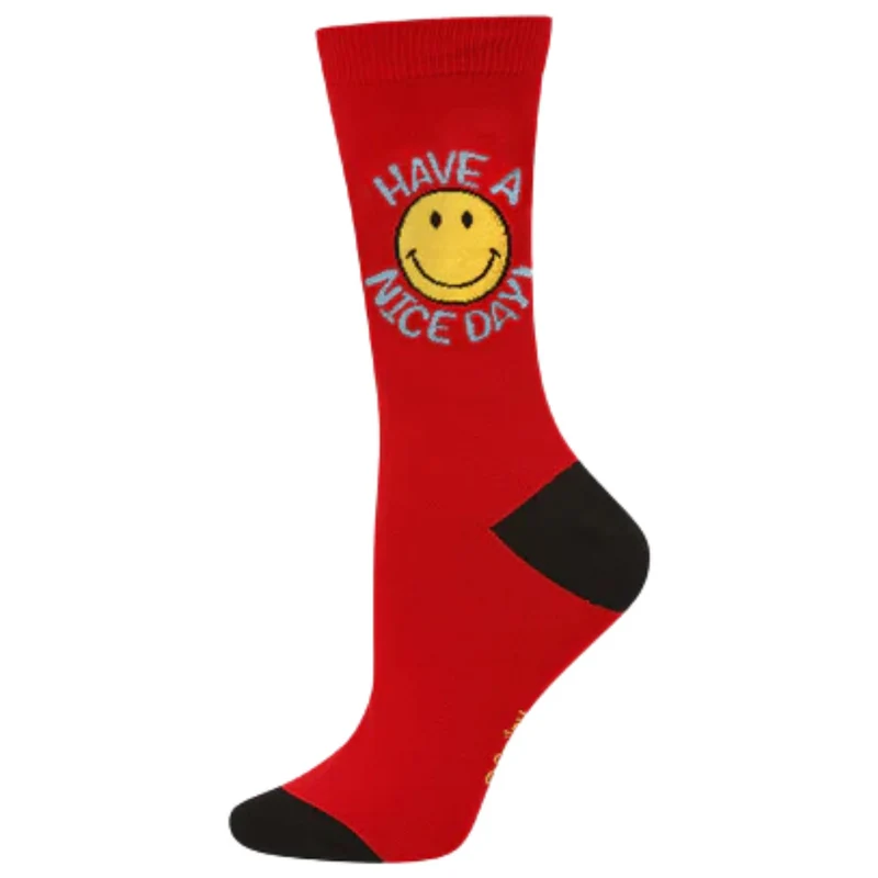 Bamboozld Womens Smiley Have A Nice Day Bamboo Socks (BBW22SMILEYDAYW) Red 2-8