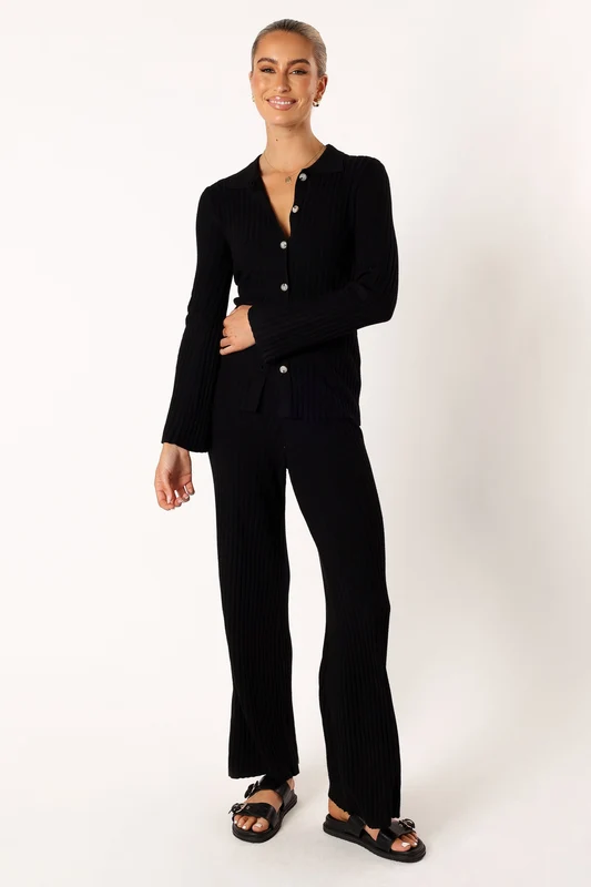 Aylia Ribbed Knit Set - Black XL
