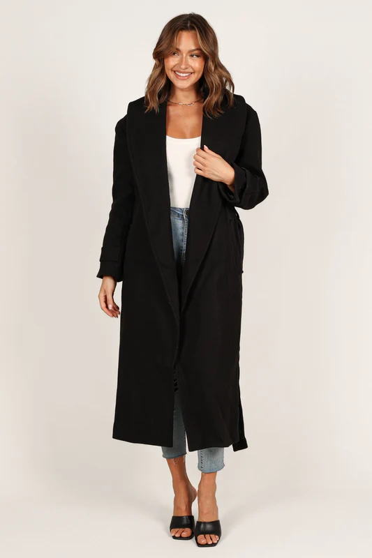 Emersyn Tie Front Coat - Black S