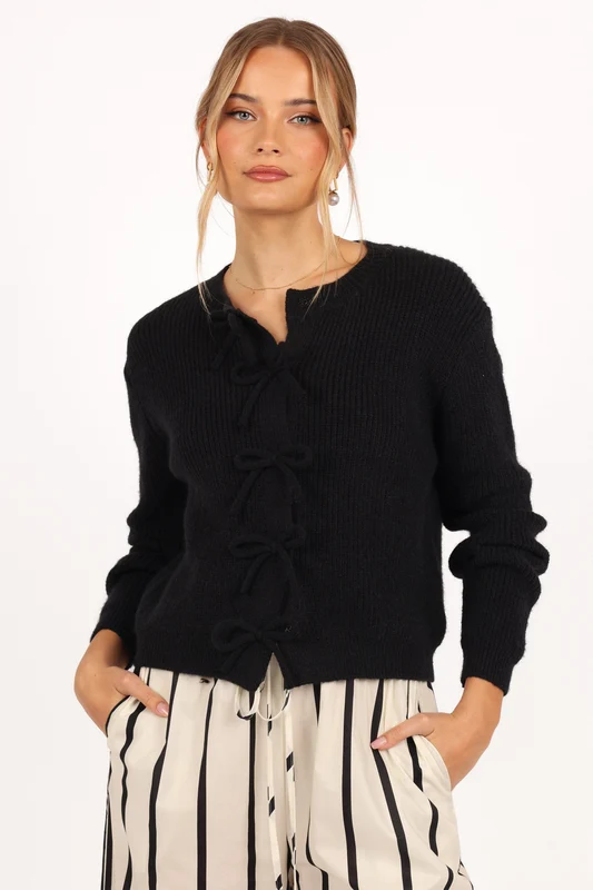 Wilde Bow Front Cardigan - Black L