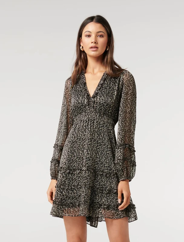 Ruby Ruffle Mini Dress Moonlight Floral Ditsy 06