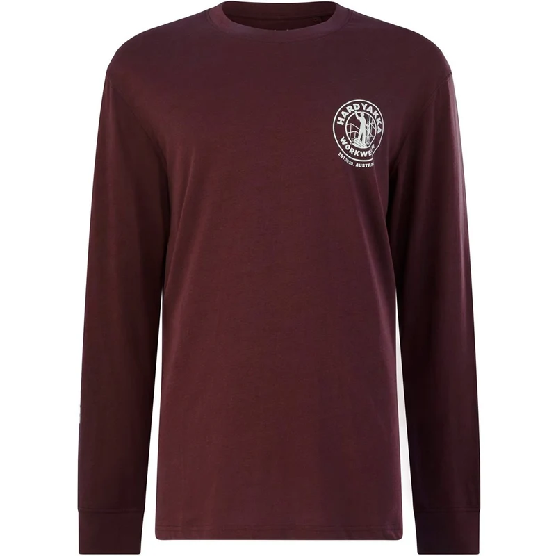 Hard Yakka Heritage Icon Long Sleeve Tee Burgundy / L
