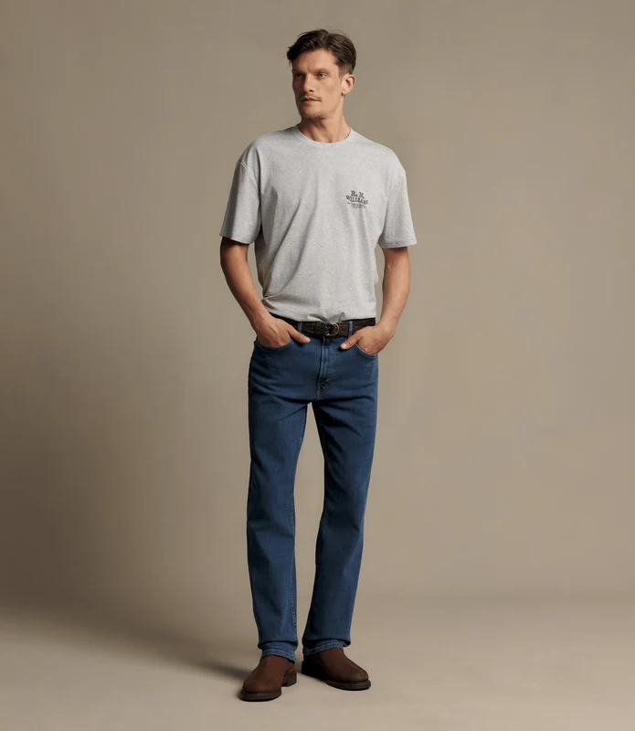 R.M. Williams Mens Ramco Stretch Jean - Marine Blue Marine Blue / 32L / 36