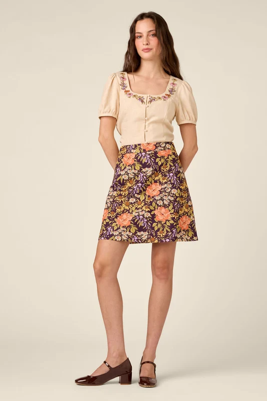Adelaide Floral Mini Skirt 6 / Plum
