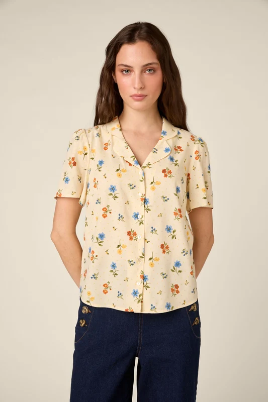Chloe Ditsy 90's Blouse 20 / Cream