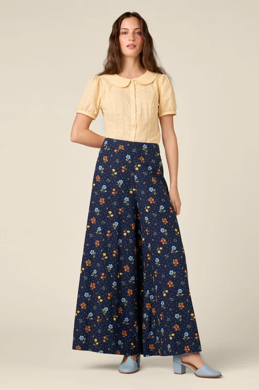 Chloe Ditsy 90's Wide Leg Pant 10 / Navy