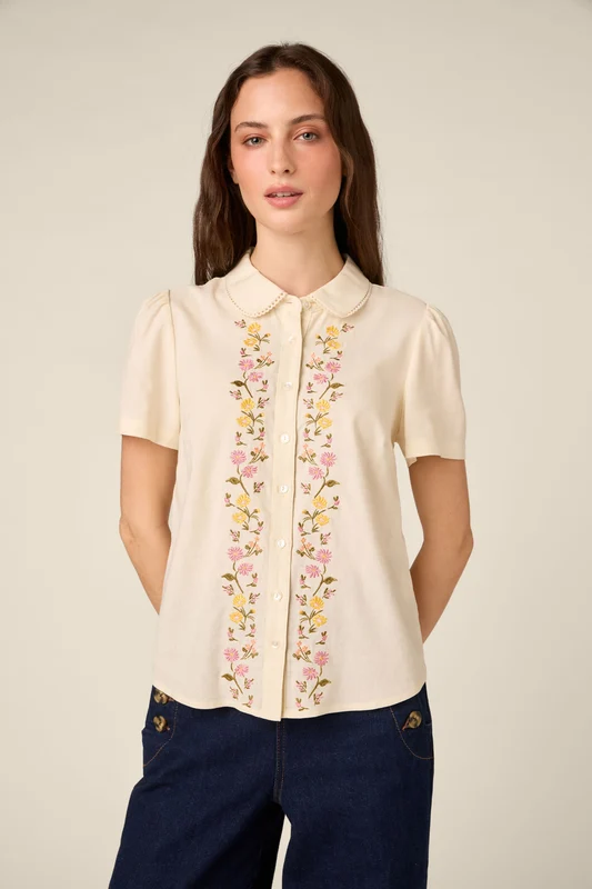 Chloe Embroidered Blouse 8 / Cream