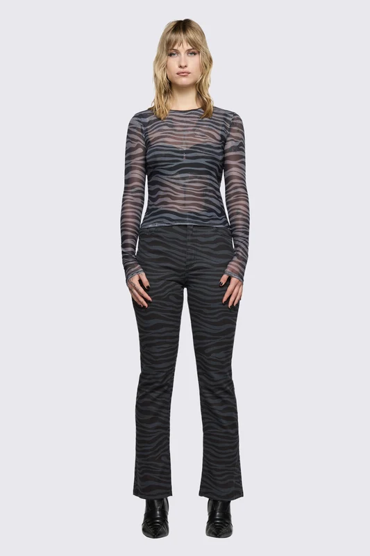 Untamed Stripe Flare Jean 6 / Grey