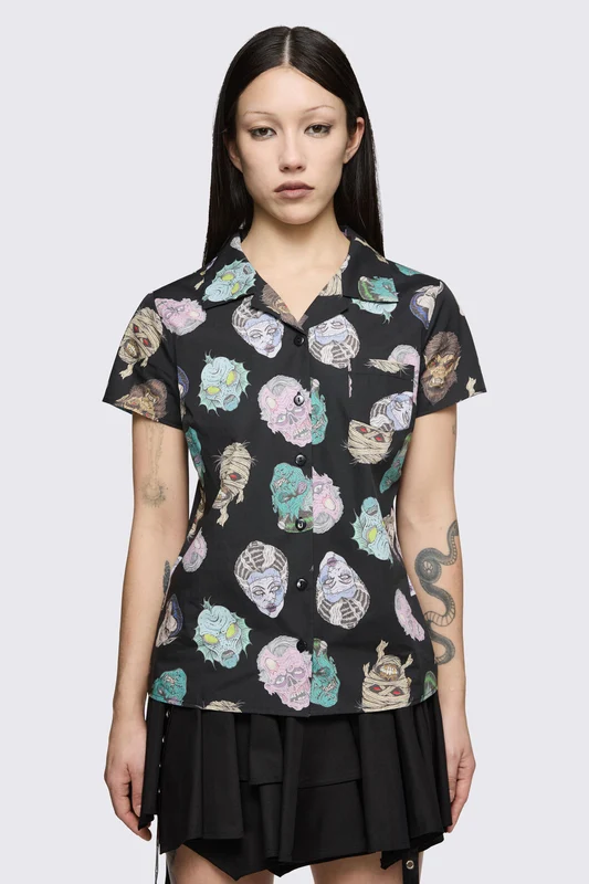 Ghouls Printed Blouse 16 / Black