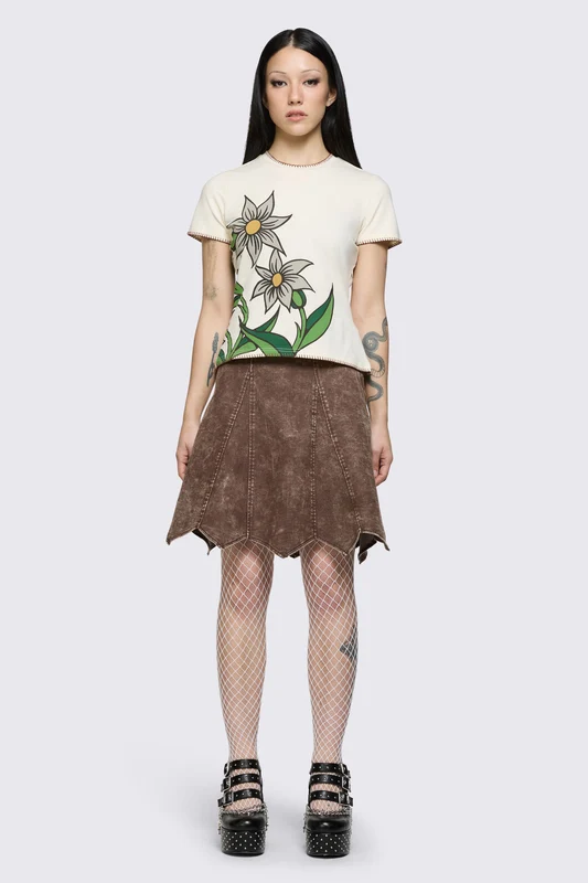 Behind The Blinds Denim Skirt 10 / Brown