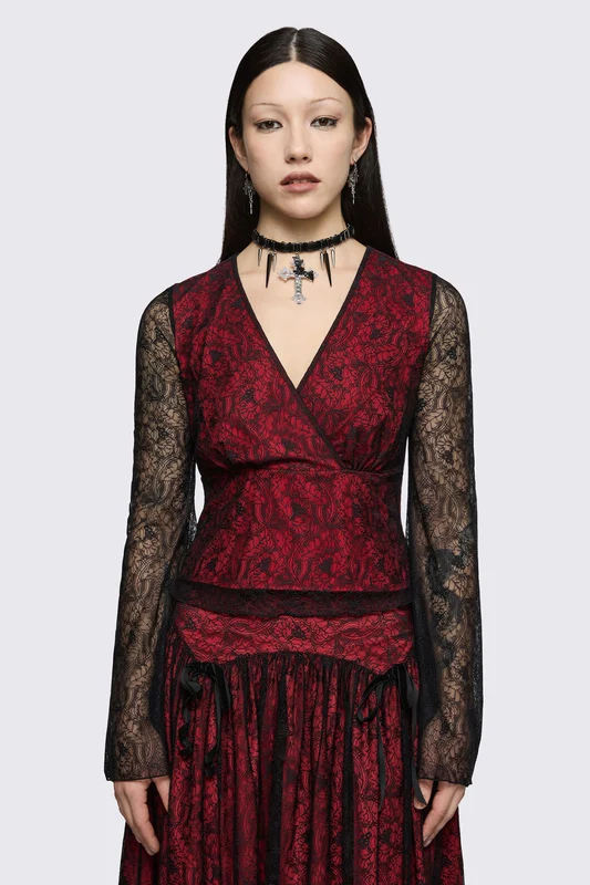 Sunday Lace Top 8 / Black Red