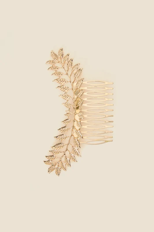 Leaf Hair Comb Pin Gold