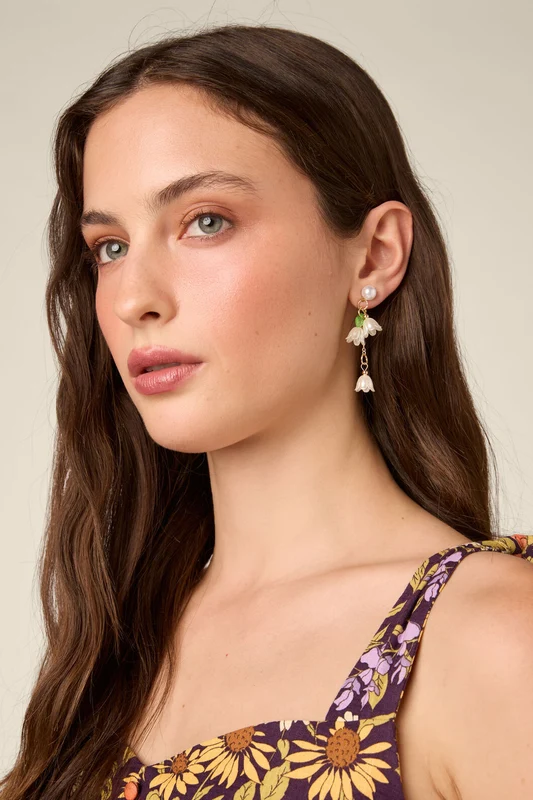 White Tulip Earrings White