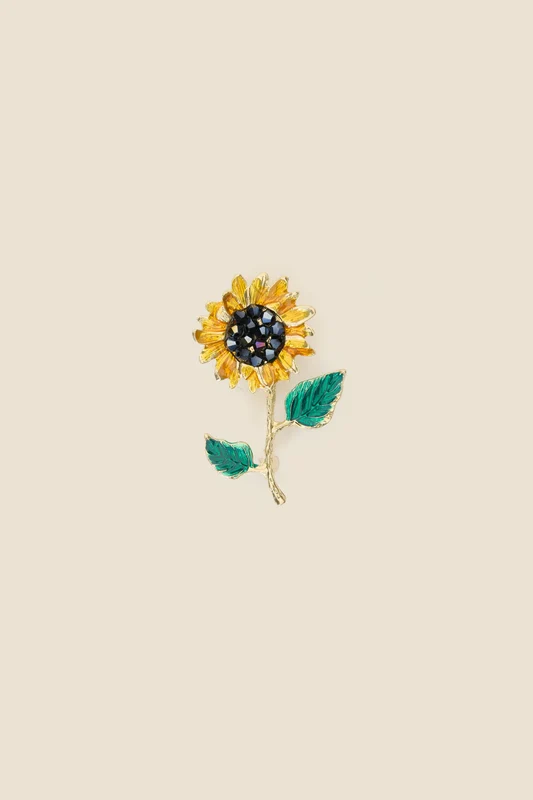Sunflower Sparkle Brooch Tan