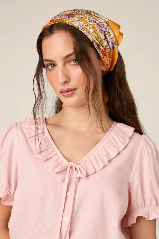 Adelaide Retro Satin Scarf Cream