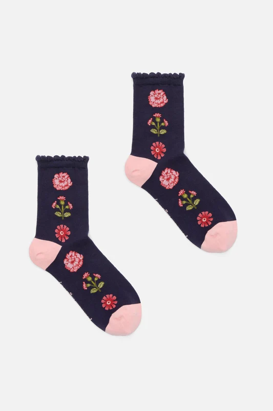 Navy Luxe Marigold Sock Navy
