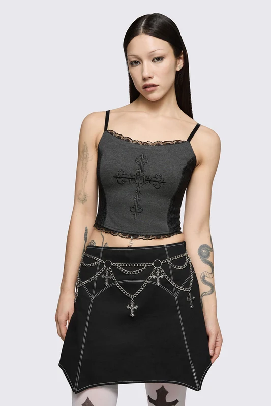 Charming Cross Chain Belt S / Silver