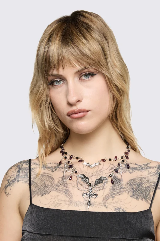 Gothic Statement Necklace Silver