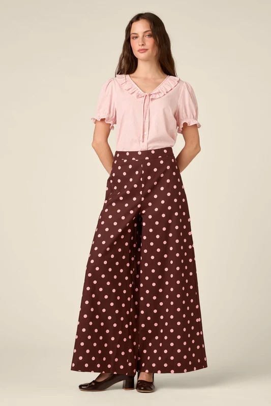 Mia Polka Dot Pant 14 / Chocolate