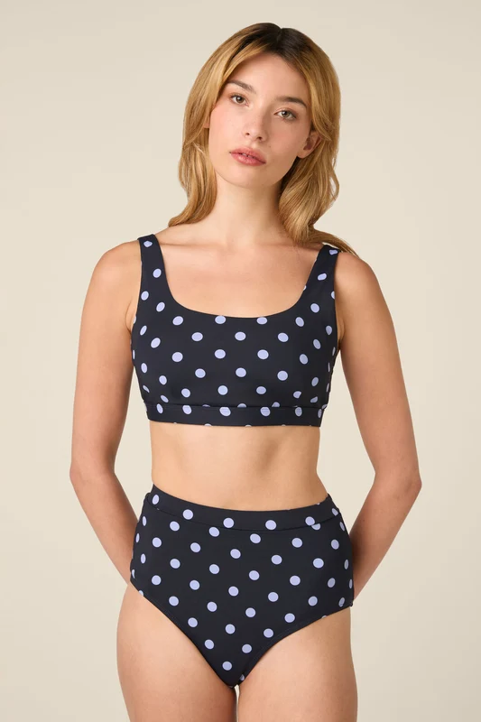 Polka Dot Bikini Top 6 / Navy