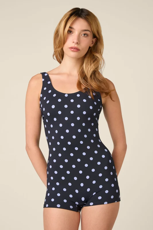 Polka Dot Boyleg One Piece 16 / Navy