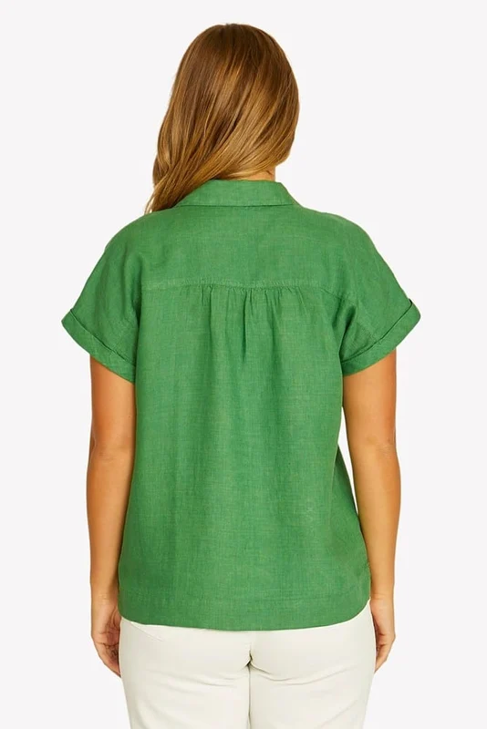 Jump Womens Open Neck Short Sleeve Shirt Leaf / 8