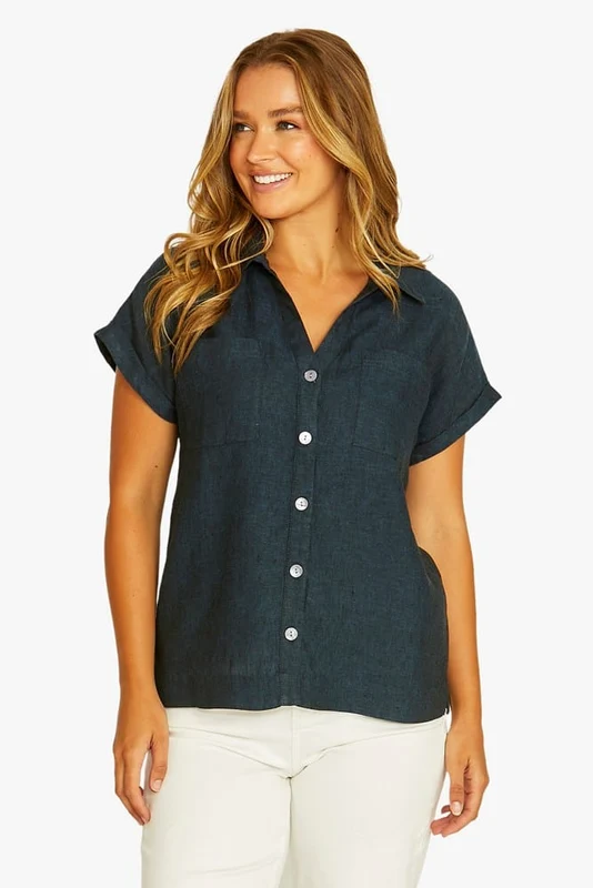 Jump Womens Open Neck Short Sleeve Shirt Ink / 12