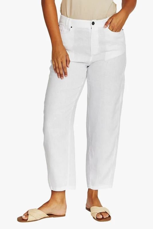 Jump Womens Barrel Leg Linen Jean White / 12