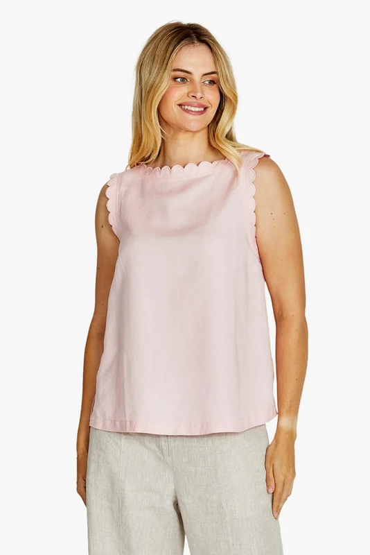 Pingpong Womens Oakley Scallop Trim Top - Light Pink Light Pink / 12