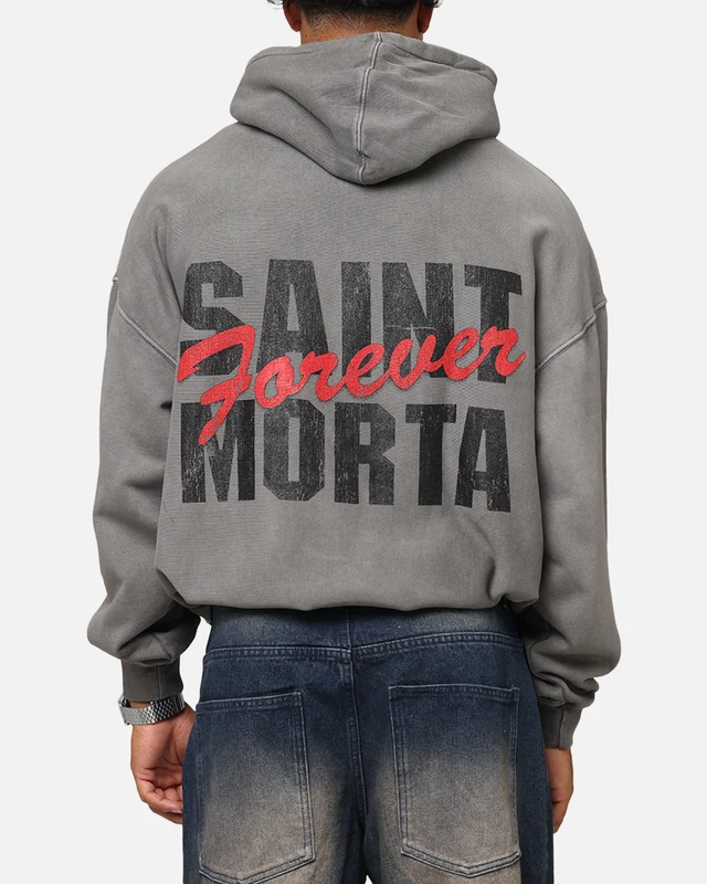 Saint Morta Forever Boxy Hoodie Washed Charcoal S