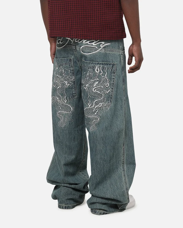 Ed Hardy Dragon Ultra Wide Jeans Mid Blue 30