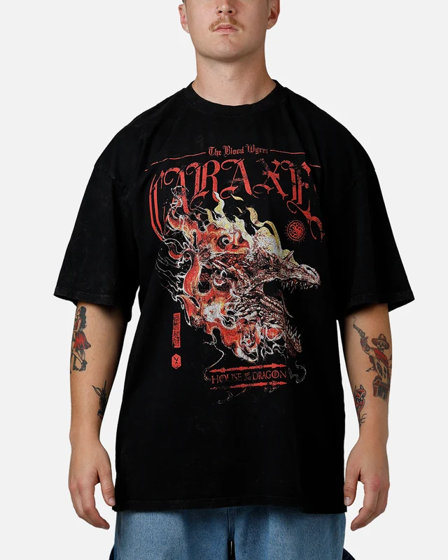 73Studio X House Of The Dragon Caraxes T-Shirt Black Acidwash S