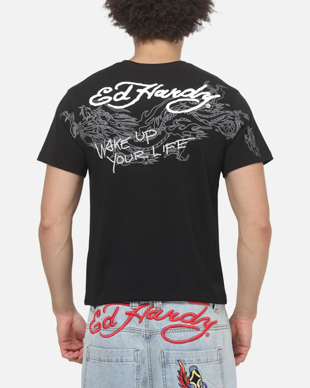 Ed Hardy Wake Up T-Shirt Washed Black M