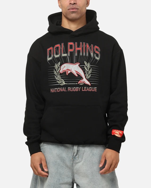 Bleacher Athletic Dolphins NRL Adult Club Wreath Hoodie Black XL