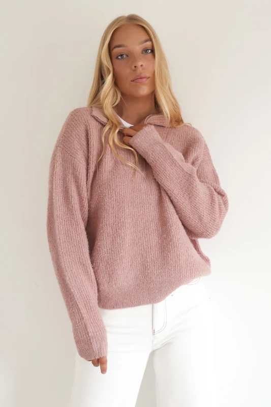 Quinn Zip Knit Pink AU 10