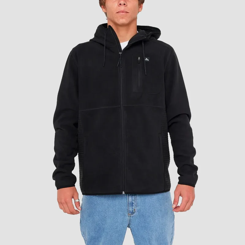 Rip Curl Departed Polar Fleece Zip Hoodie Black XX-Large / Black