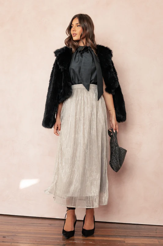 Tricia Maxi Skirt - Silver L