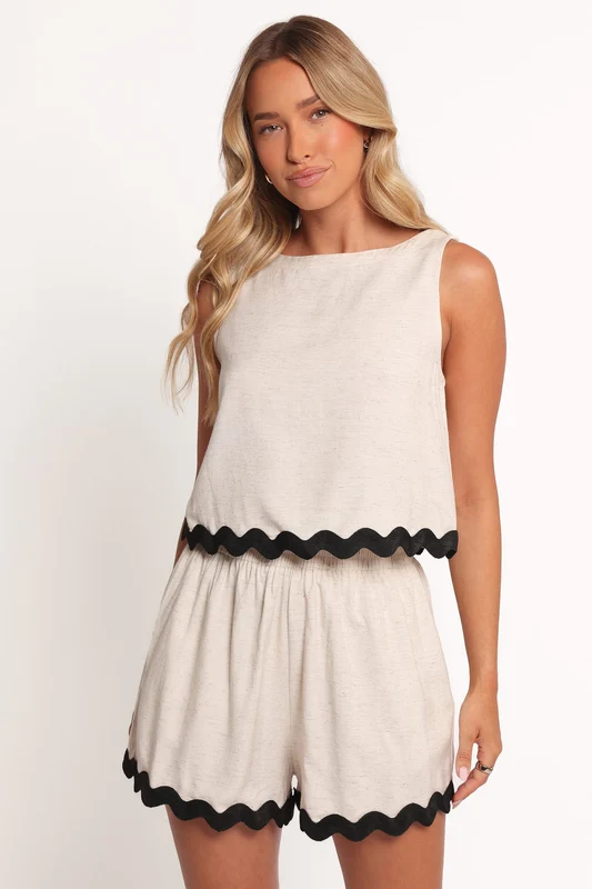 Katy Short Set - Cream Black M