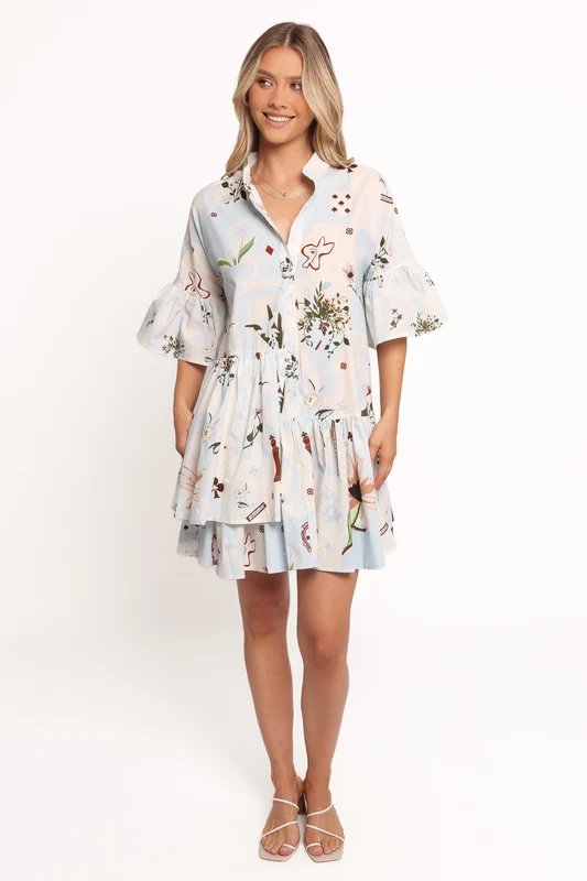 Marguerite Mini Dress - Blue Floral XL