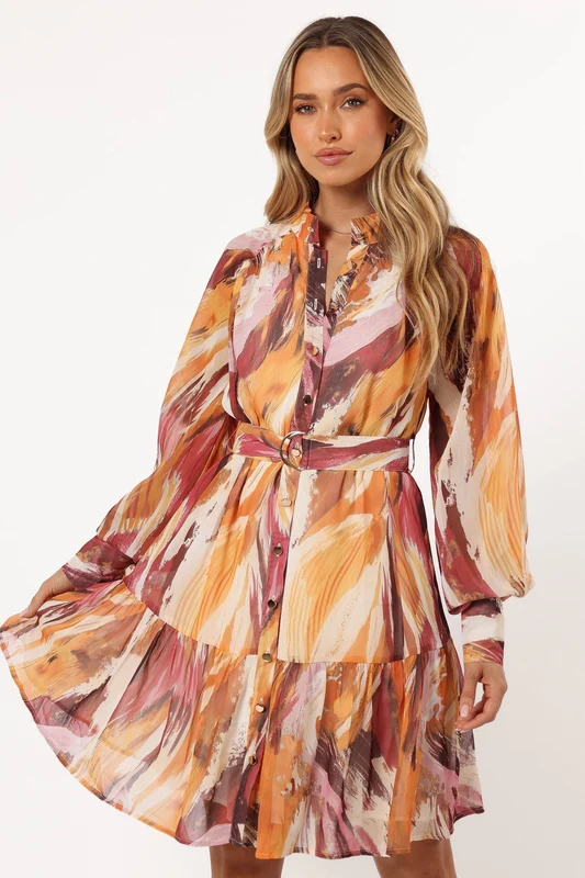 Quinn Long Sleeve Mini Dress - Warm Multi L