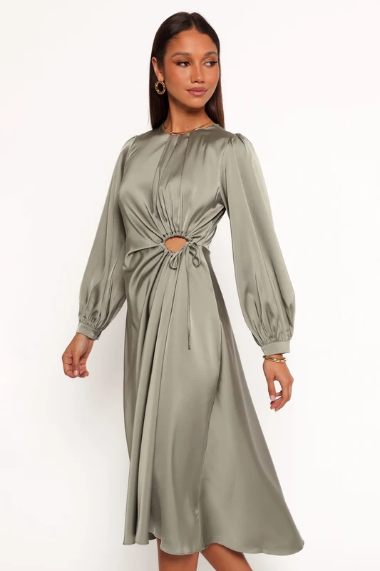 Windsor Long Sleeve Maxi Dress - Olive XL