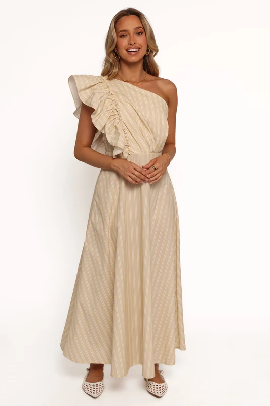 Meggy Maxi Dress - Sand/White XS