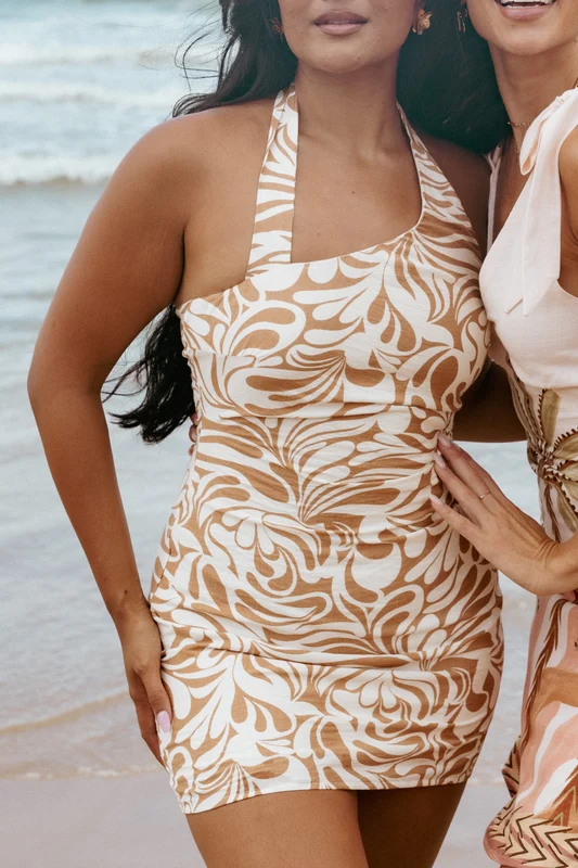 Cass Mini Dress - Tan White XS