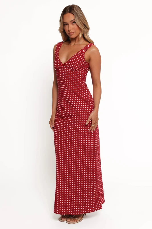 Leni Maxi Dress - Red Polka Dot XL