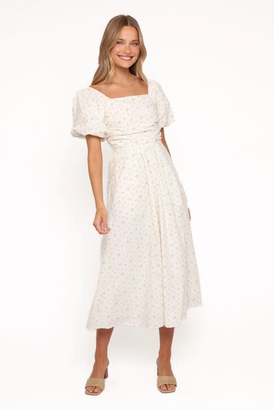 Clo Puff Sleeve Midi Dress - White Betty M