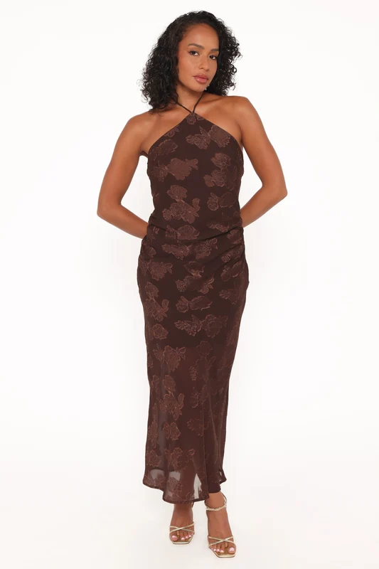 Remy Halterneck Maxi Dress - Brown L