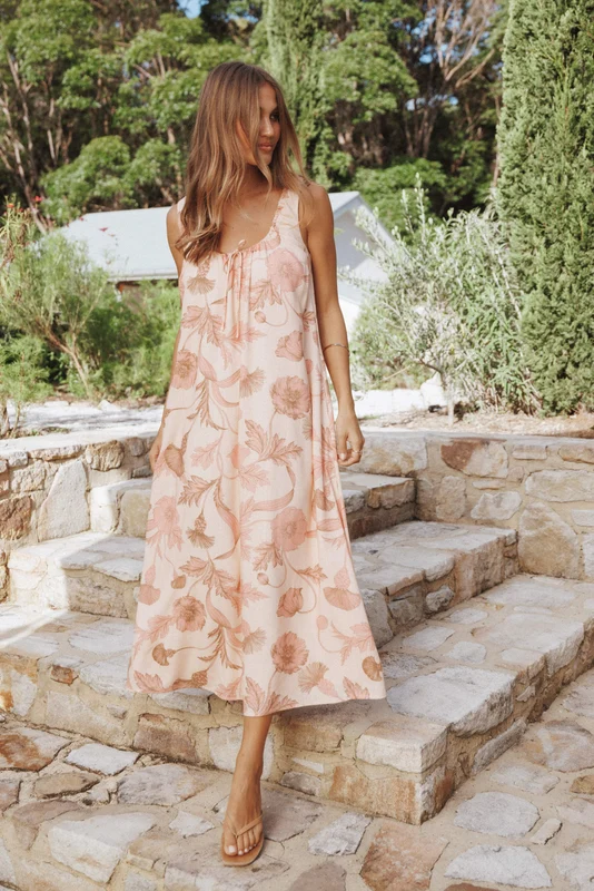 Bowman Maxi Dress - Pink Floral L