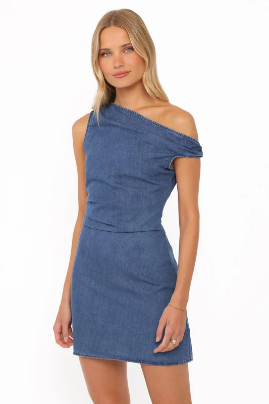 Elvira Mini Dress - Medium Wash Denim XXL